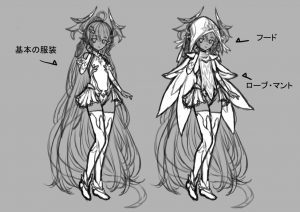 マザーエデン　キャラデザイン　大ラフ　服装サンプル